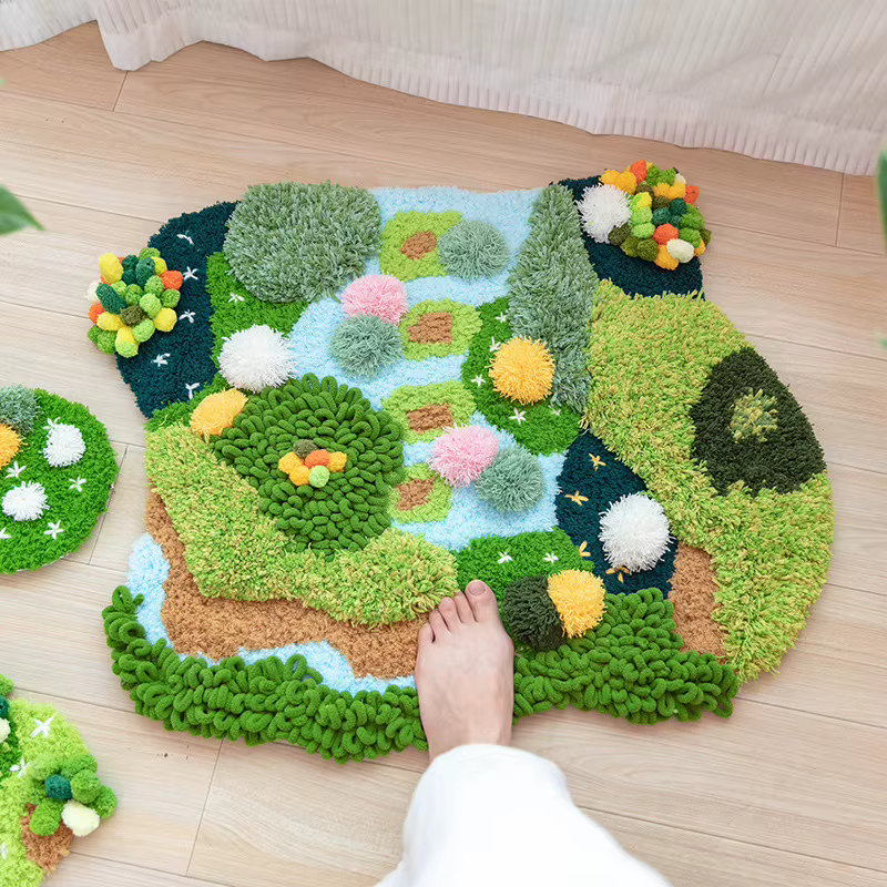 Tapis en mousse vert fait à la main bricolage