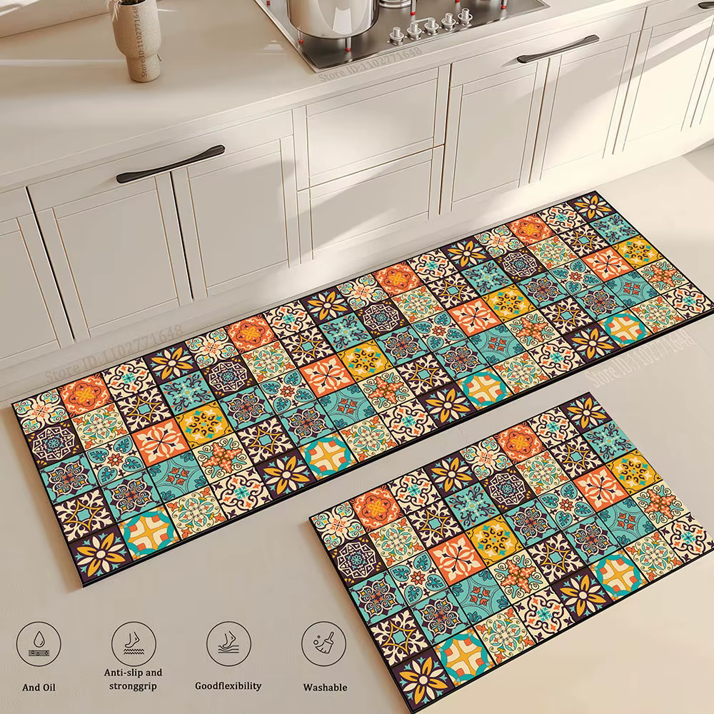 Tapis de cuisine rétro antidérapant