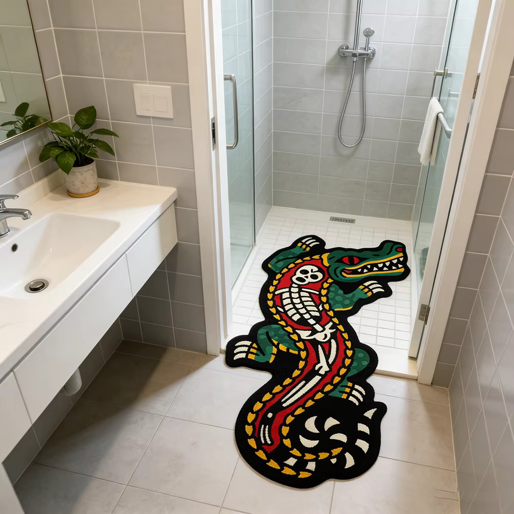 Tapis Rétro Américain Crâne de Crocodile