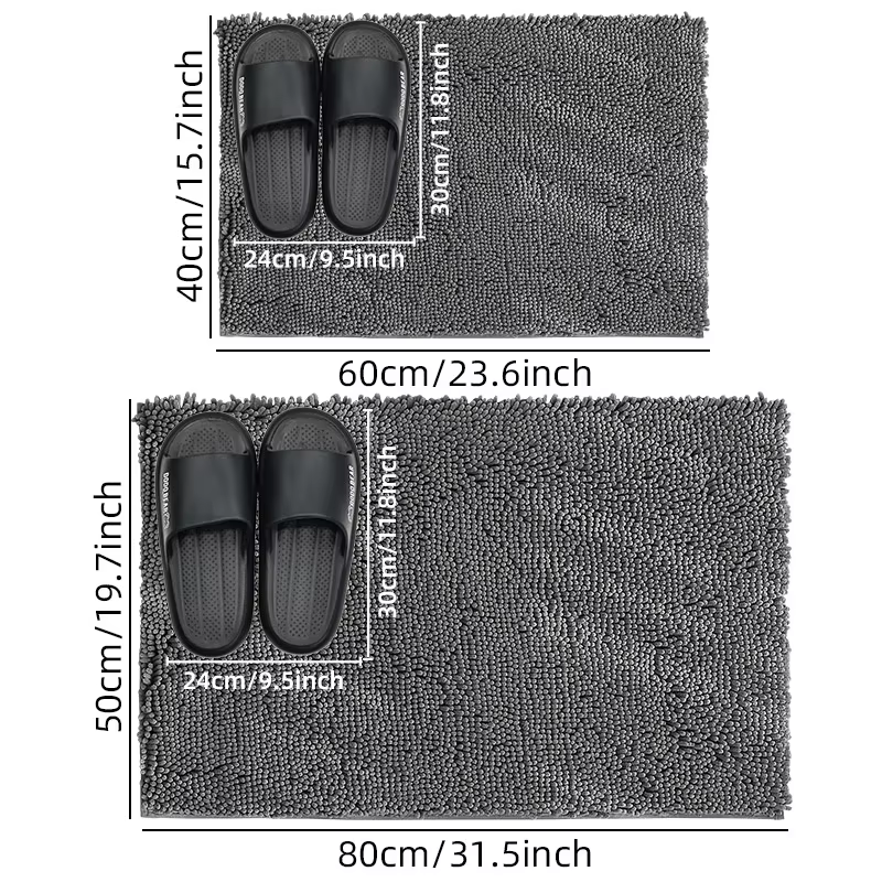 Tapis de bain en Chenille bleu doux et absorbant