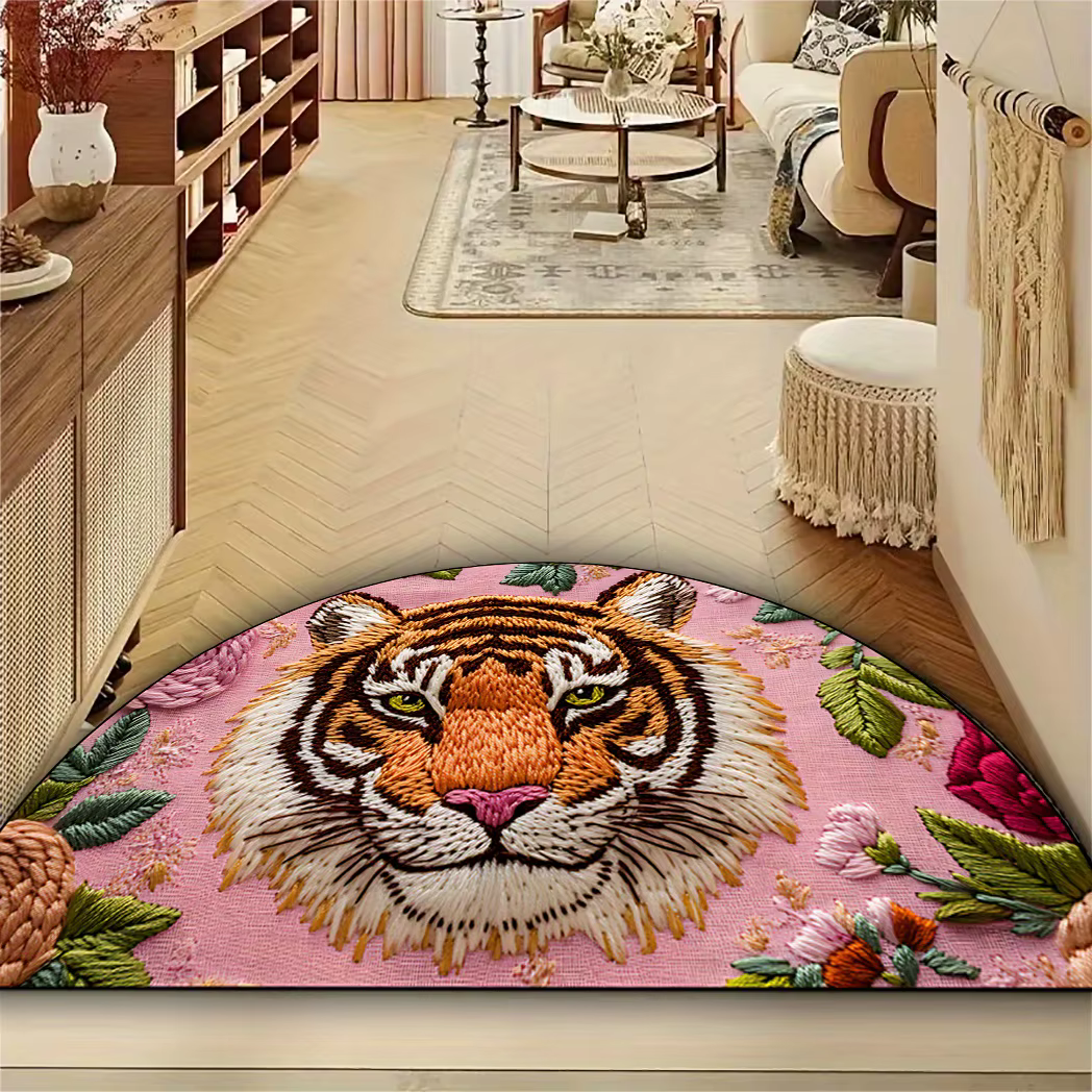 VIKAMA – tapis de sol d'entrée Semi-circulaire imprimé tigre