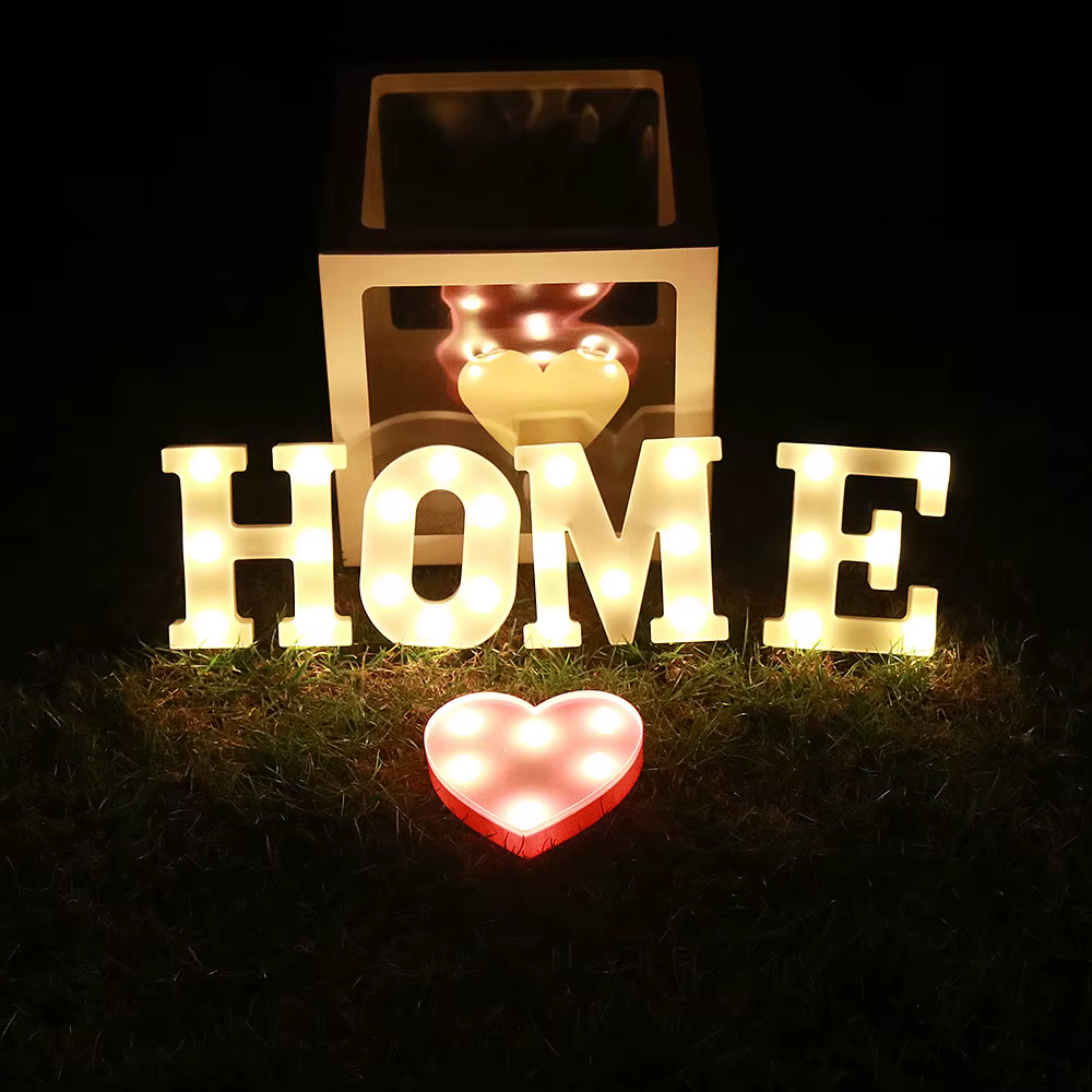 Lettres décoratives, lettres de l'alphabet, lumières LED, lampe lumineuse, décoration, lumière de nuit à piles, décoration de fête, décoration de chambre d'enfant