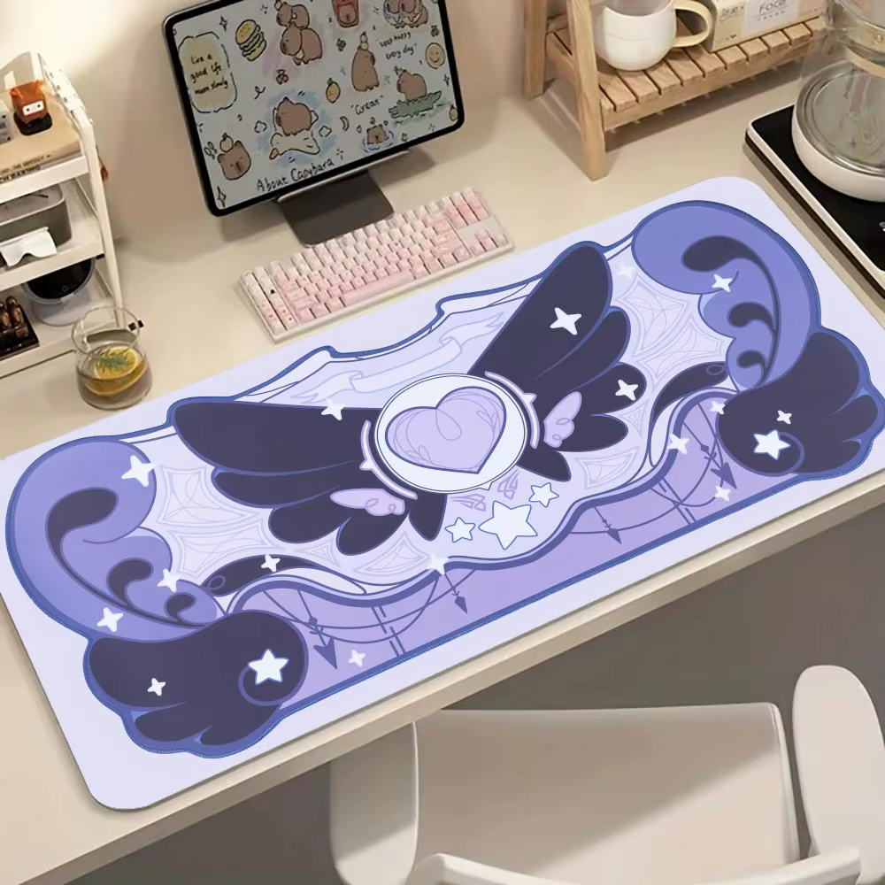 Tapis de souris rose Kawaii, Base en caoutchouc de grande taille, accessoires de bureau antidérapants, tapis de clavier pour bureau et Gamer, tapis de décoration