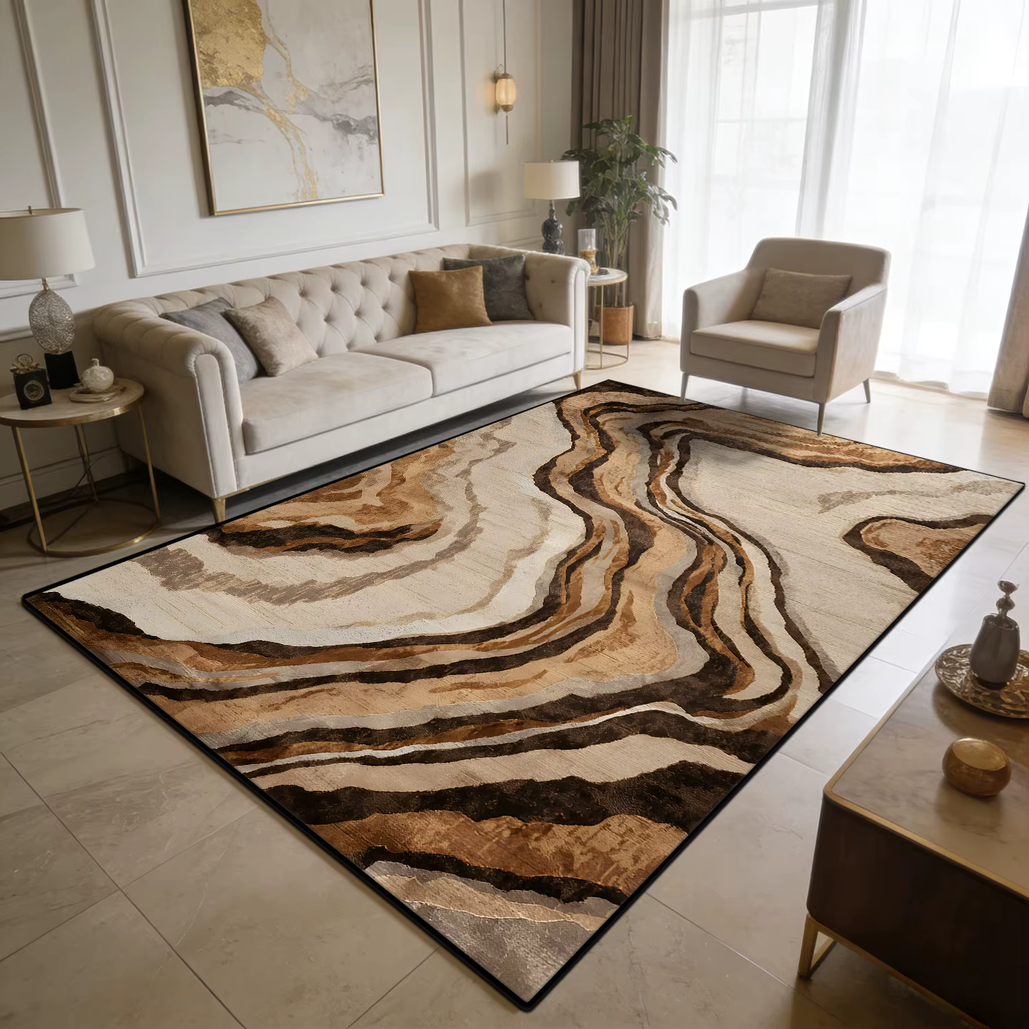 Tapis de salon moderne de style luxe léger