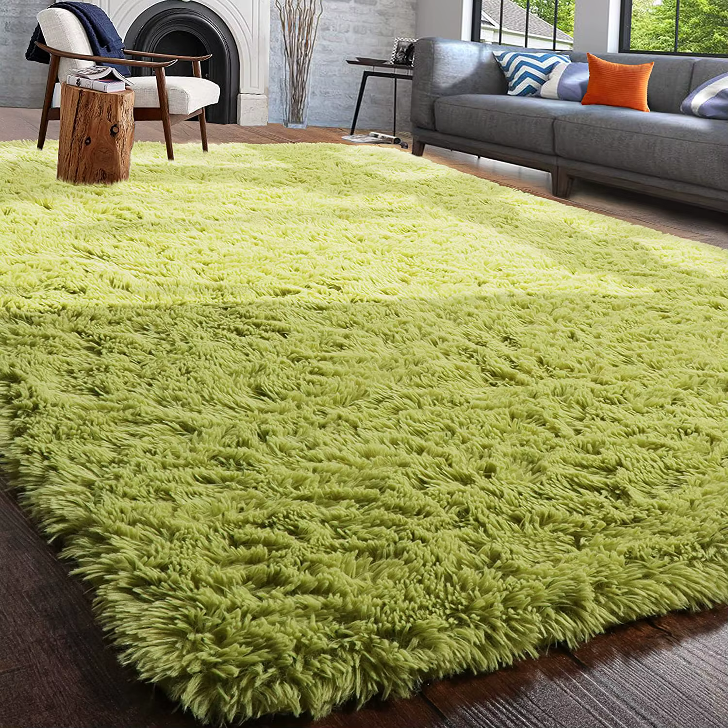 Tapis de salon vert doux et moelleux