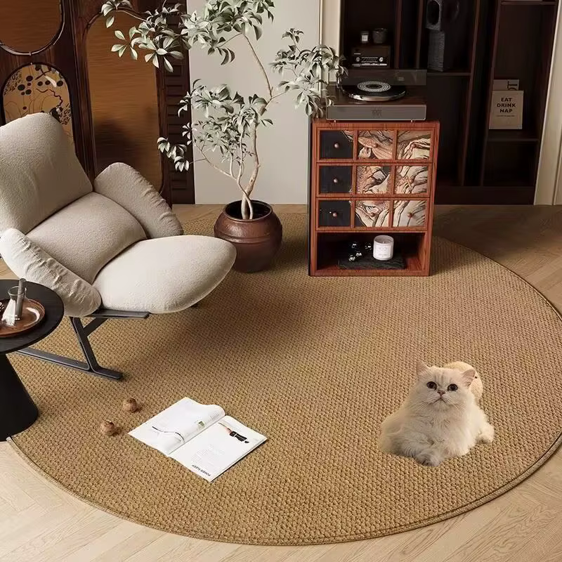 Tapis circulaire durable et résistant à la saleté pour salon
