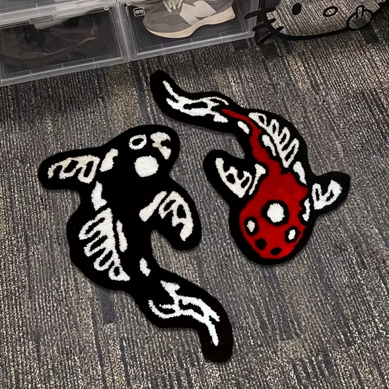 VIKAMA Tapis en peluche dessin animé Koi