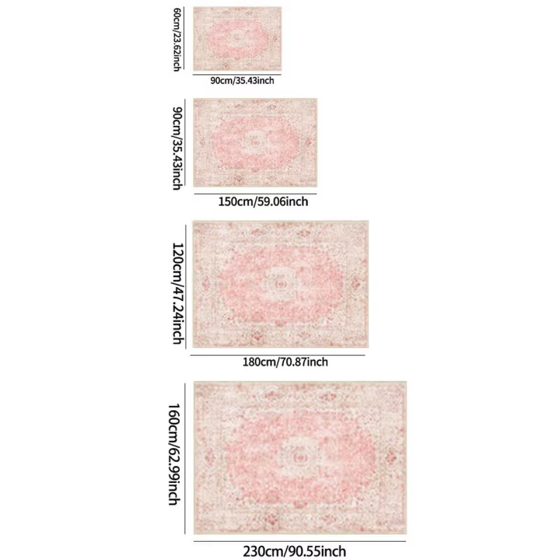Tapis VIKAMA rose et à motifs persans vintage