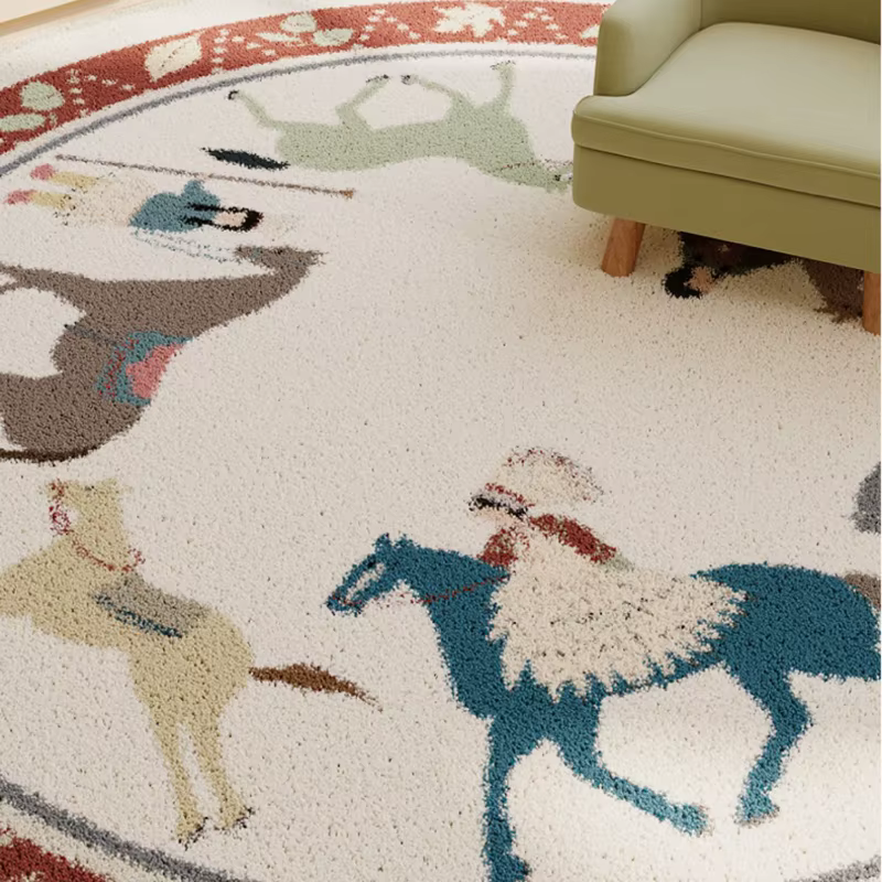 Tapis Épais Rond en Peluche pour Chambre d'Enfant