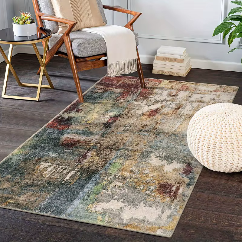 Salon grande surface tapis moderne abstrait