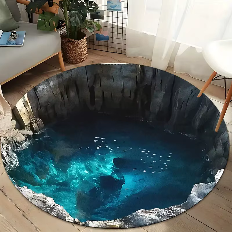 Tapis rond – Tapis de sol imprimé piège profond pour entrée
