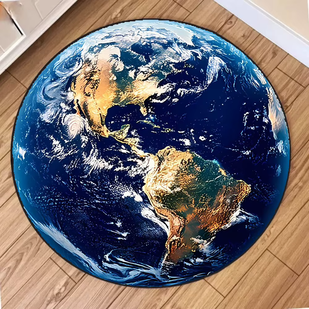 Tapis rond créatif imprimé terre et lune