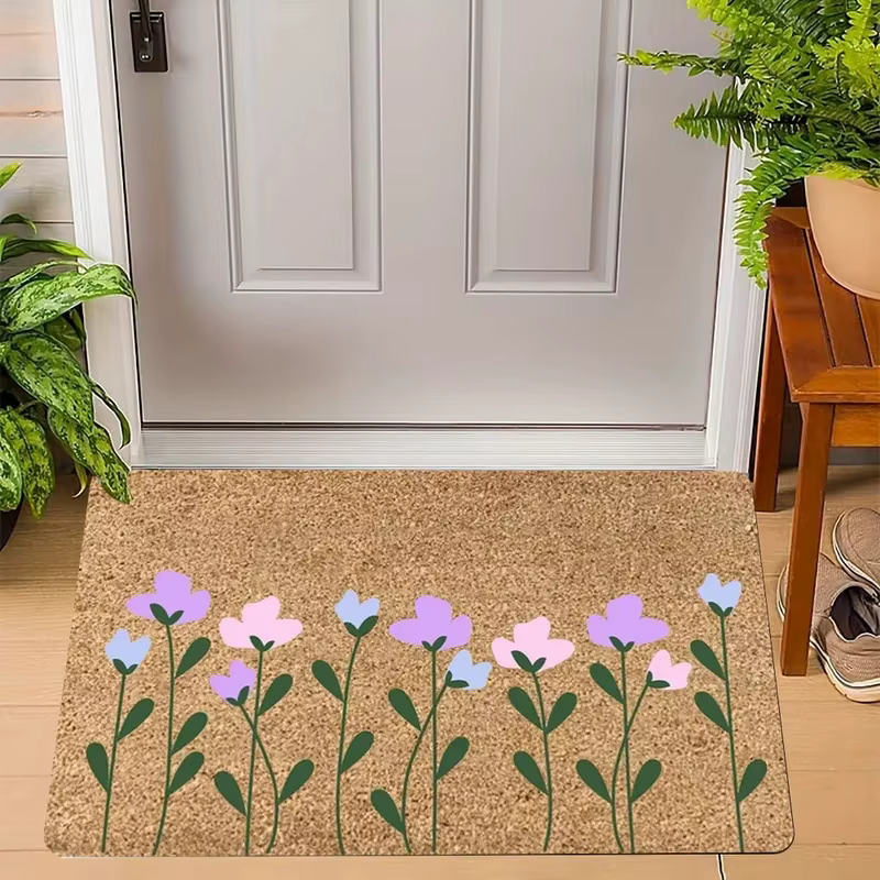 VIKAMA Tapis de bienvenue avec bouquet de fleurs 3D