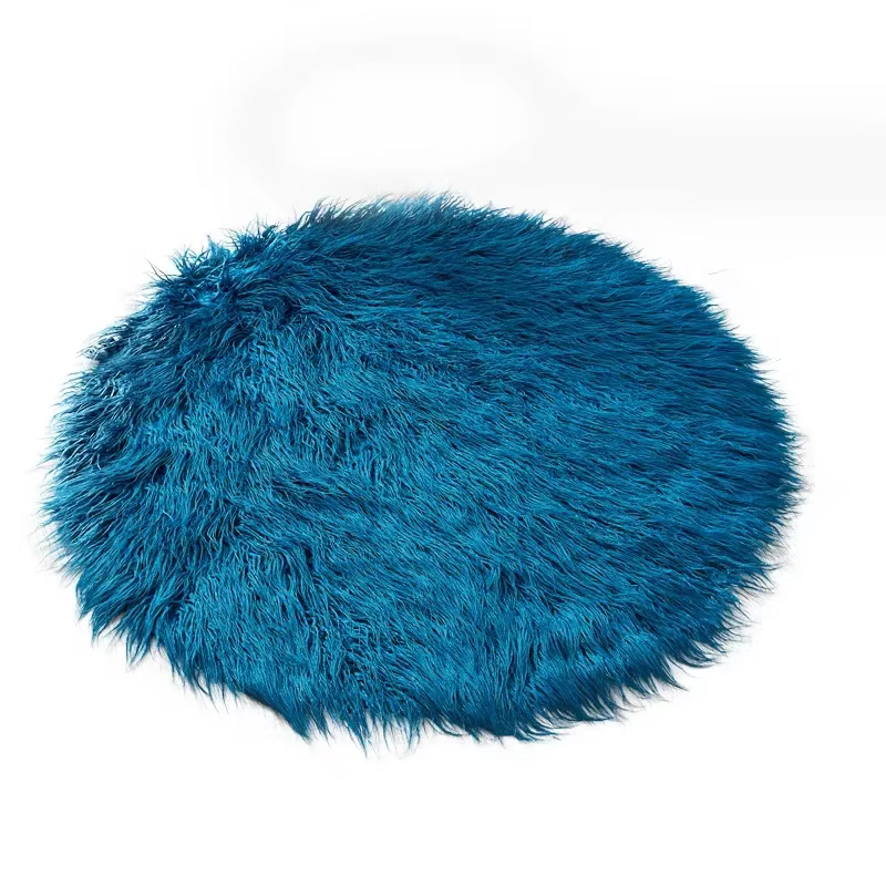 Tapis ronds en fausse fourrure de mouton et peluche soyeuse