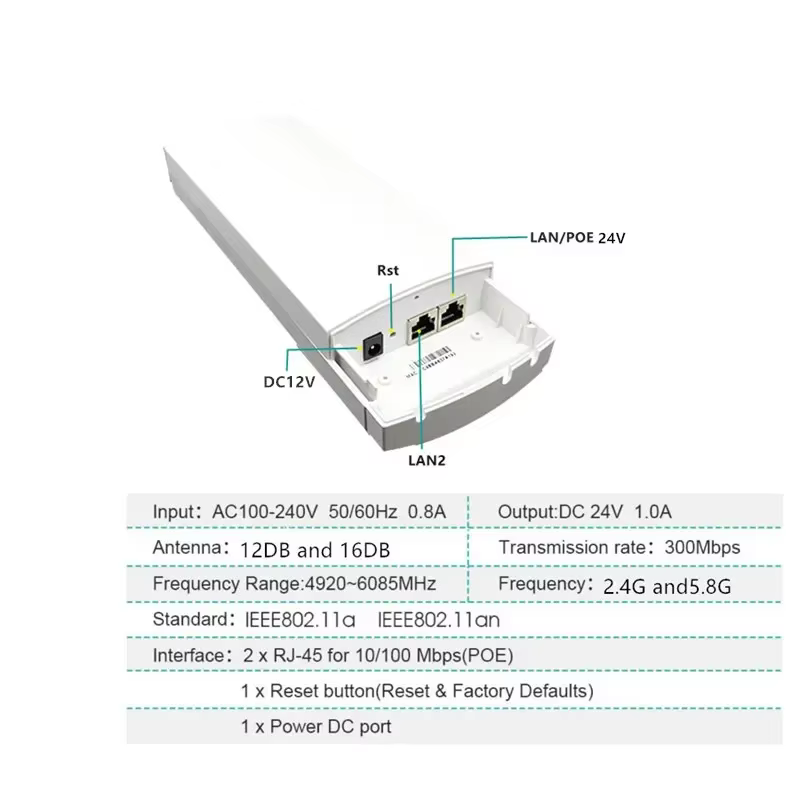 Routeur WIFI répéteur longue portée 300Mbps2.4G5.8ghz routeur AP extérieur CPE AP pont Client routeur répéteur 9344 9331 Chipset WIFI