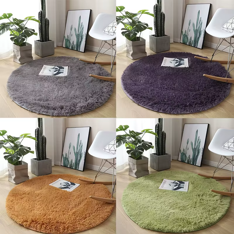 Tapis rond en peluche pour salon