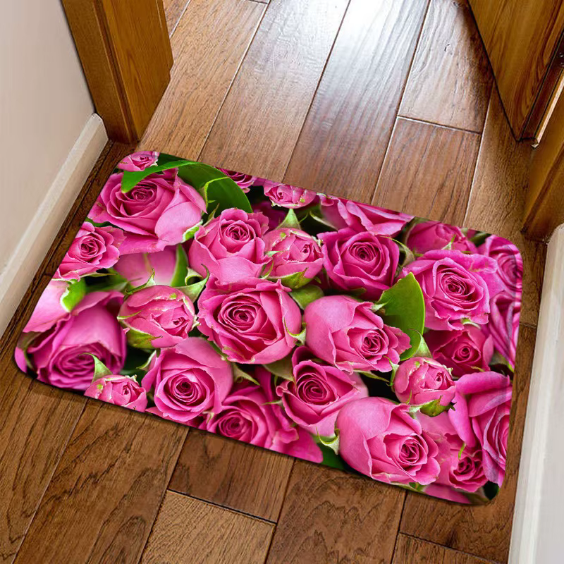Paillasson d'entrée imprimé fleur de Rose romantique