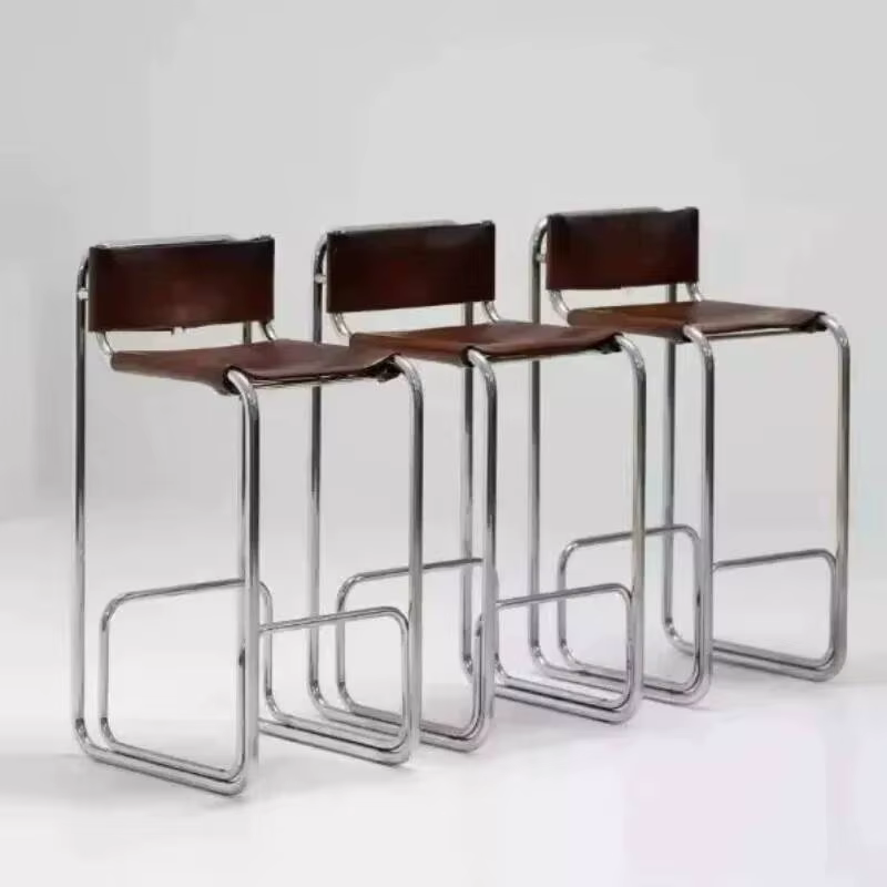 Chaises de bar confortables en acier inoxydable, style nordique élégant, avec dossier, pour îlot de cuisine, tabourets de bar modernes et luxueux