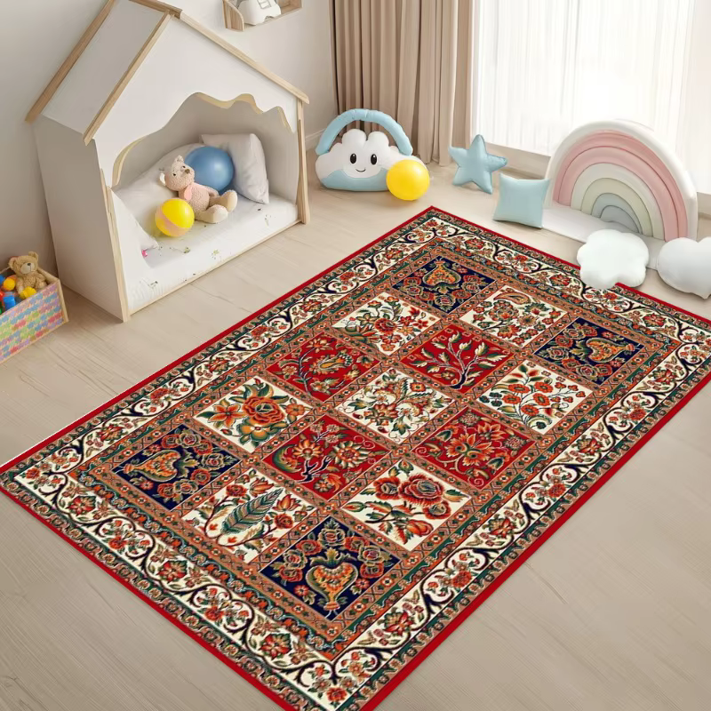 Grand tapis bohème persan de dinde, tapis pour salon, chambre à coucher, décoration de paillasson de canapé, tapis de sol antidérapant pour jeu d'enfant