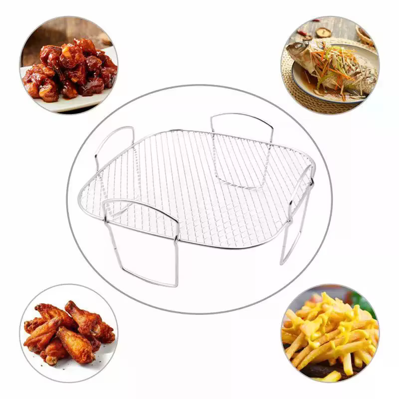 Grille de friteuse à Air adaptée aux friteuses à Air, gril de four en acier inoxydable, gril empilable, ustensiles de cuisine, cuisson de plusieurs aliments